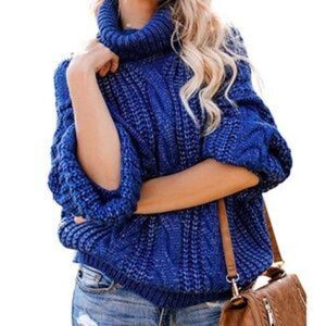 New Chunky Loose Ballon Sleeve Knit Sweater